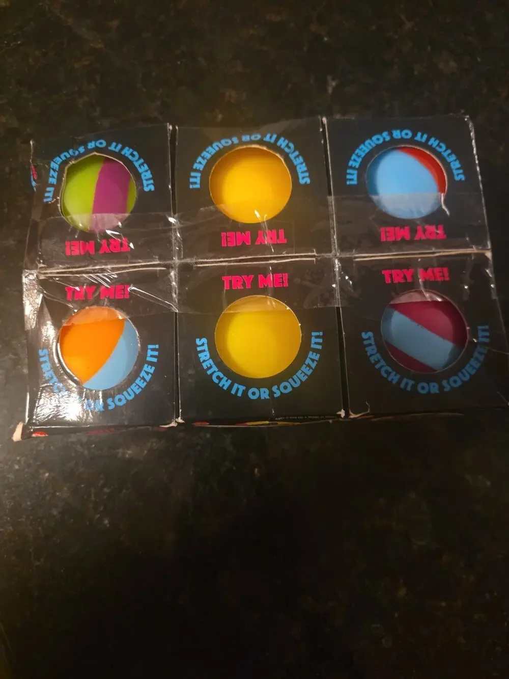 6 pack stretchable and squeezable stress ball toys